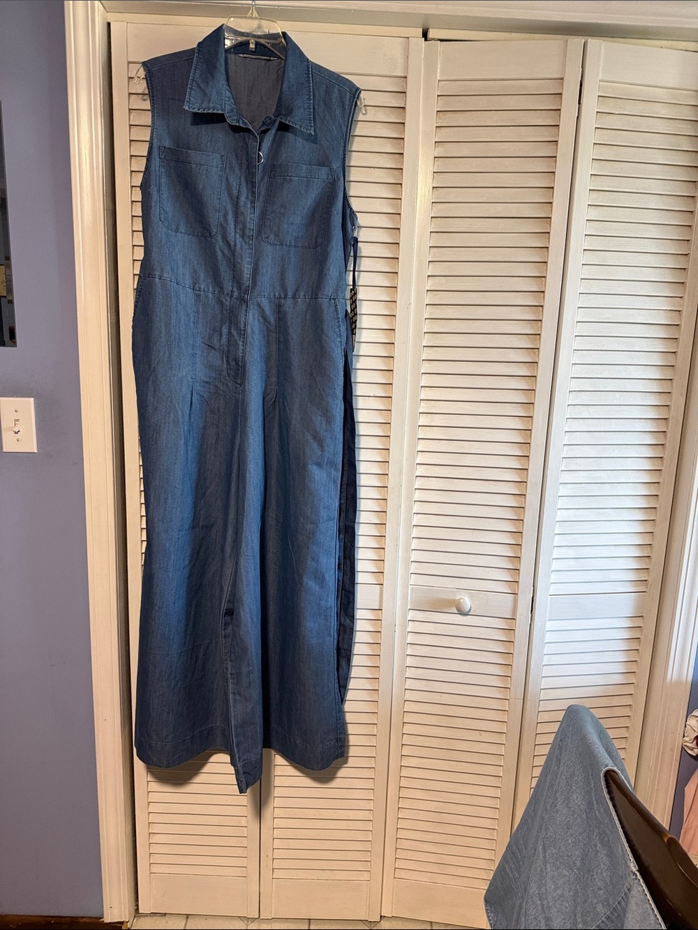 Given Kale - Sleeveless Denim Jumpsuit Dress - Classic Blue